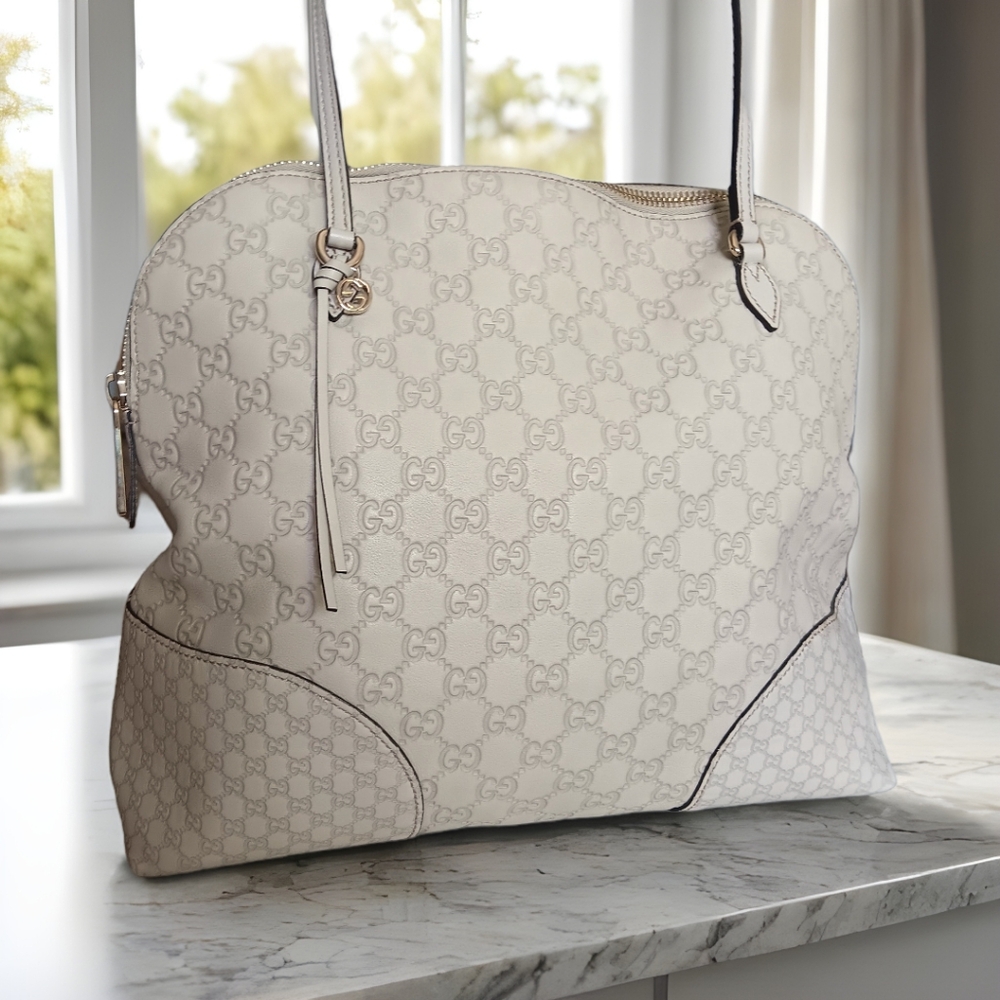 Gucci GG Guccissima Cream Leather Bree Dome Shoulder Bag - Picture 5 of 16